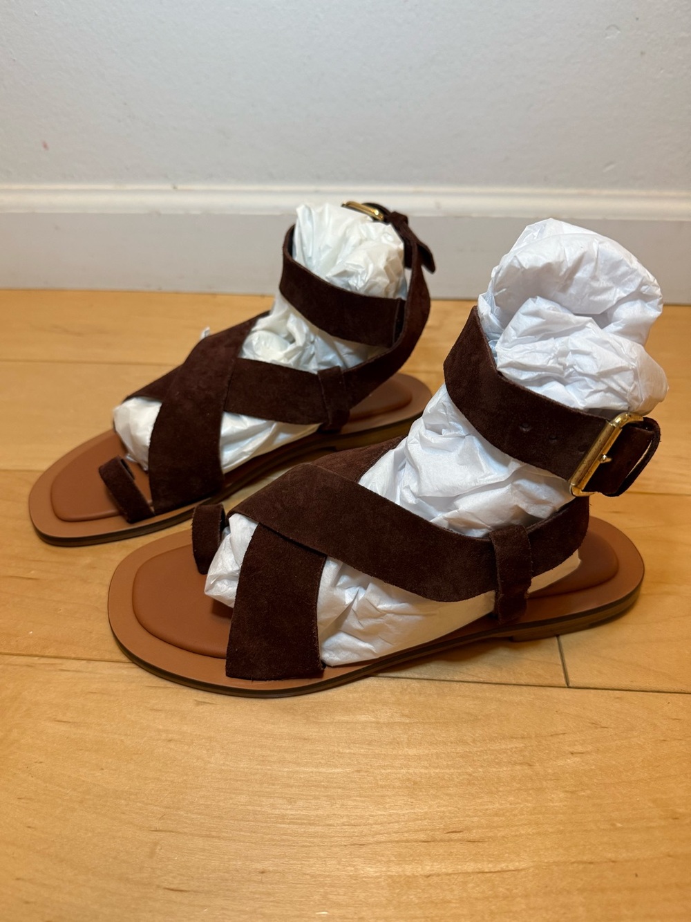 Mansur Gavriel Suede Chocolate Brown sandals size 36